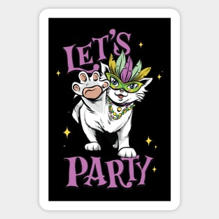 Let’s Party Cat Funny Mardi Gras Festive Kitty Sticker